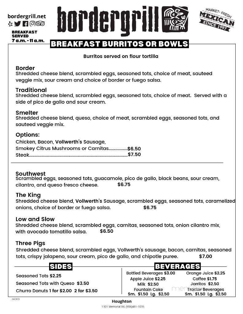 Border Grill - Negaunee, MI menu_pic
