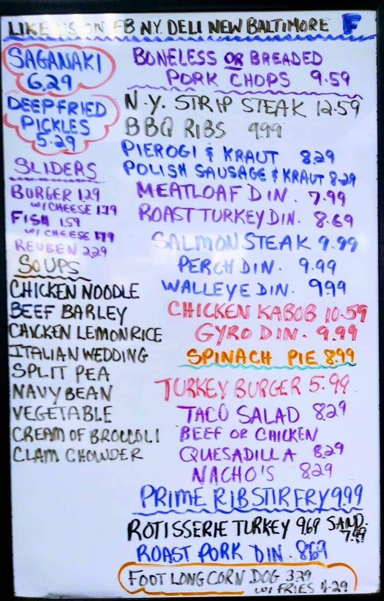 New York Deli - New Baltimore, MI menu_pic