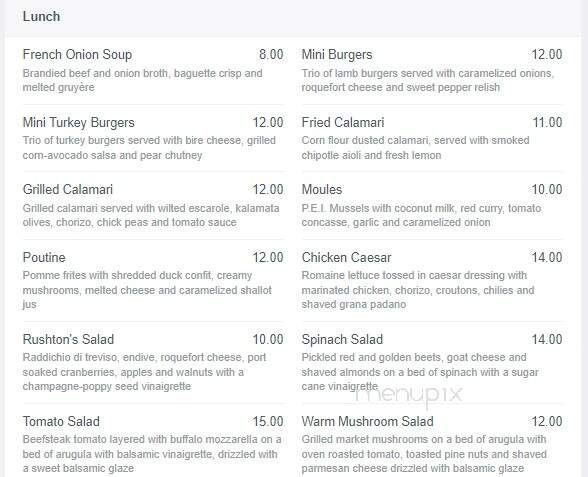The Rushton - Toronto, ON menu_pic