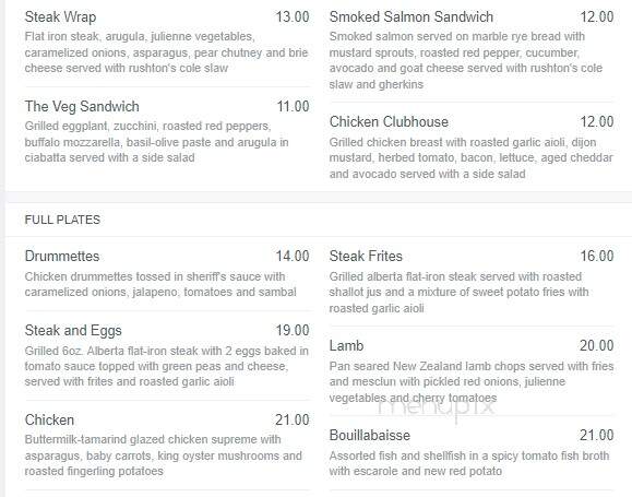 The Rushton - Toronto, ON menu_pic