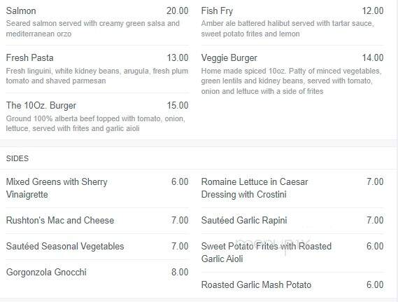 The Rushton - Toronto, ON menu_pic