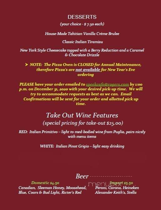 Speakezzies Cafe & Wine Bar - Brantford, ON menu_pic