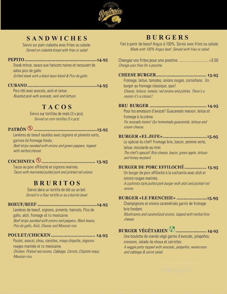 Brutopia Brew Pub - Montreal, QC menu_pic