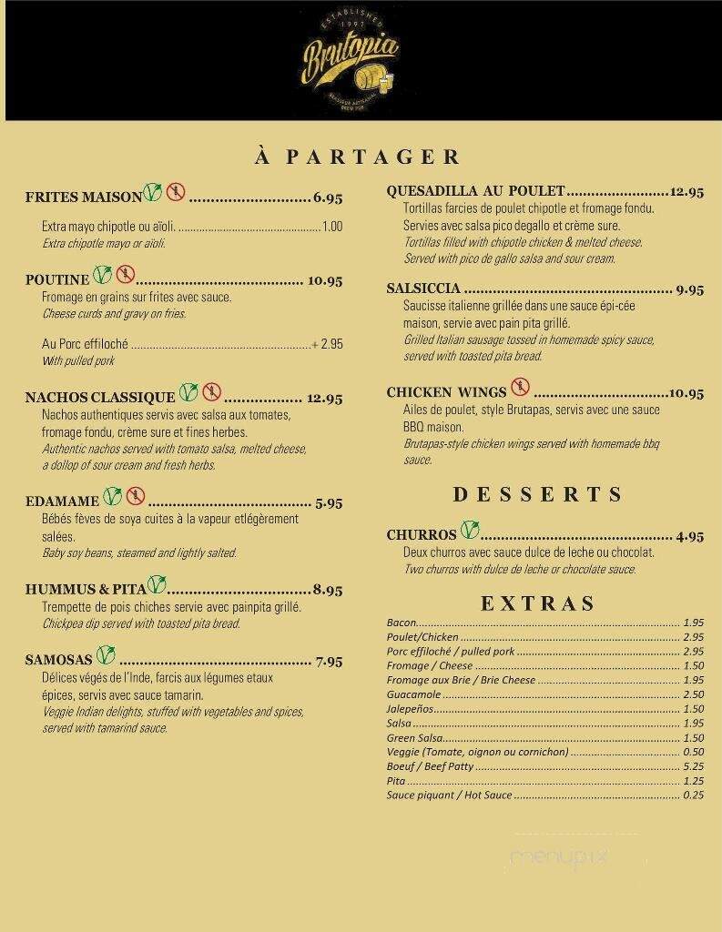 Brutopia Brew Pub - Montreal, QC menu_pic