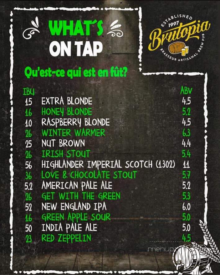 Brutopia Brew Pub - Montreal, QC menu_pic