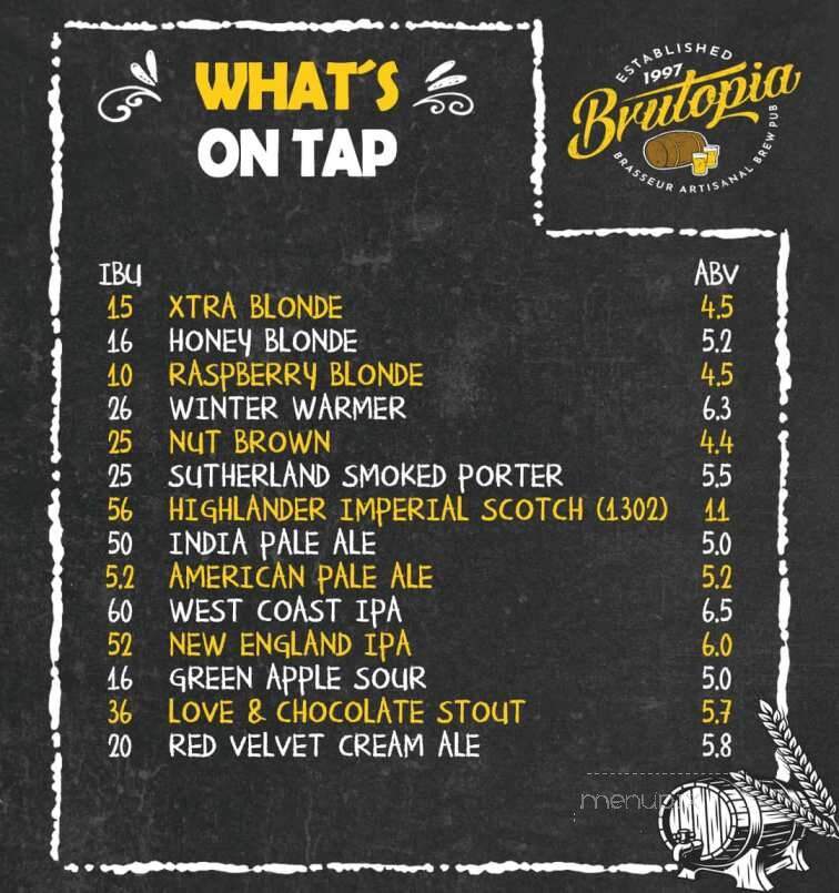 Brutopia Brew Pub - Montreal, QC menu_pic