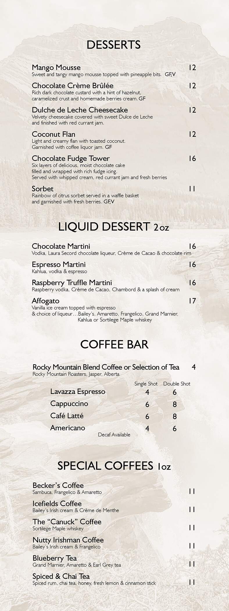 Becker's Gourmet Restaurant - Jasper, AB menu_pic