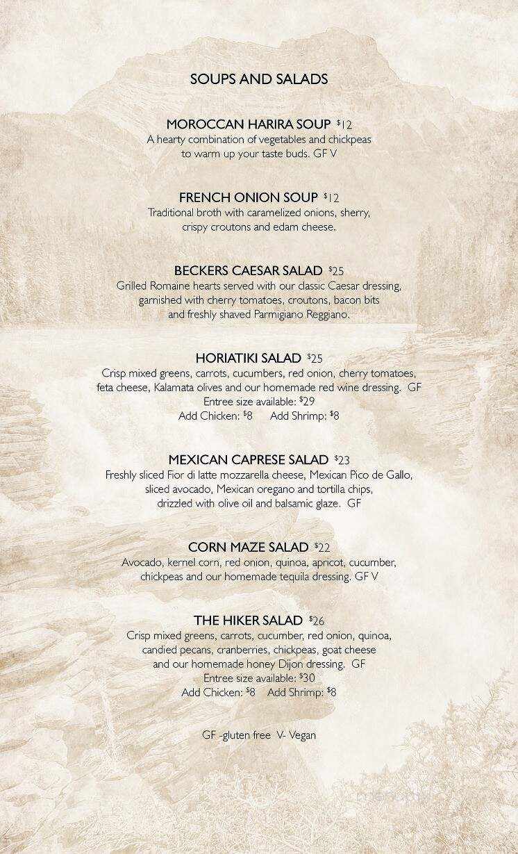 Becker's Gourmet Restaurant - Jasper, AB menu_pic