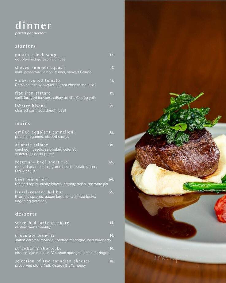 Canoe Restaurant & Bar - Toronto, ON menu_pic
