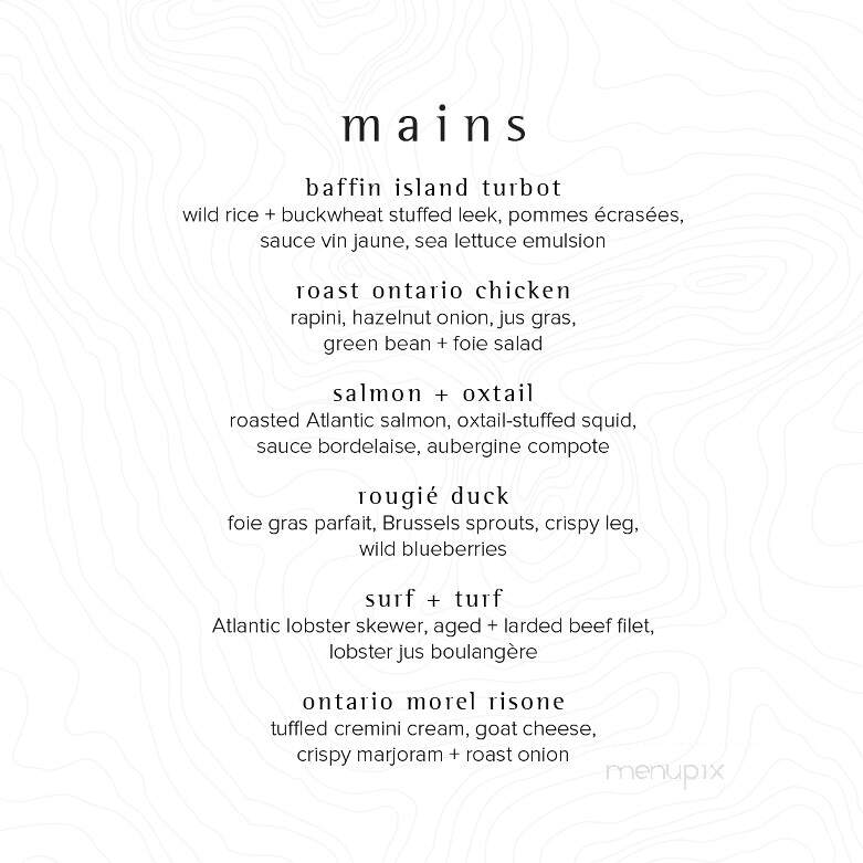 Canoe Restaurant & Bar - Toronto, ON menu_pic