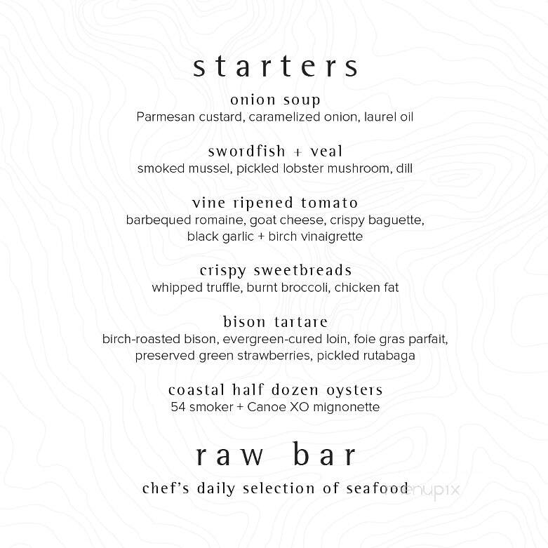 Canoe Restaurant & Bar - Toronto, ON menu_pic