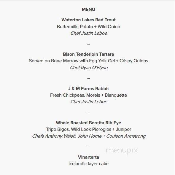 Canoe Restaurant & Bar - Toronto, ON menu_pic