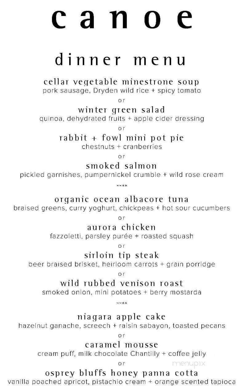 Canoe Restaurant & Bar - Toronto, ON menu_pic