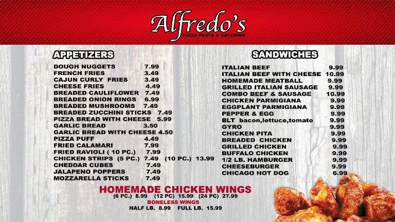 Alfredo's Pizza & Pasta - Lake In The Hills, IL menu_pic