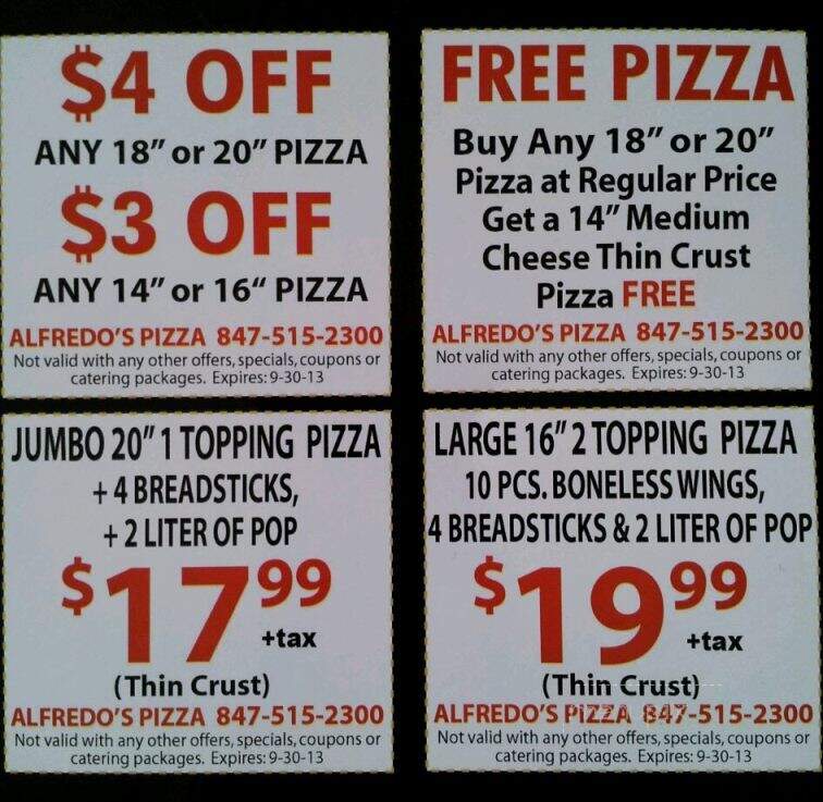 Alfredo's Pizza & Pasta - Lake In The Hills, IL menu_pic