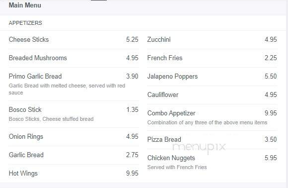 Primo's Pizza - Rockford, IL menu_pic