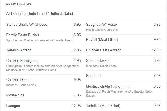 Primo's Pizza - Rockford, IL menu_pic