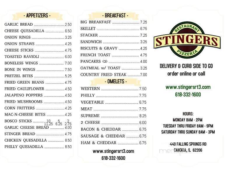 Stinger's - Cahokia, IL menu_pic
