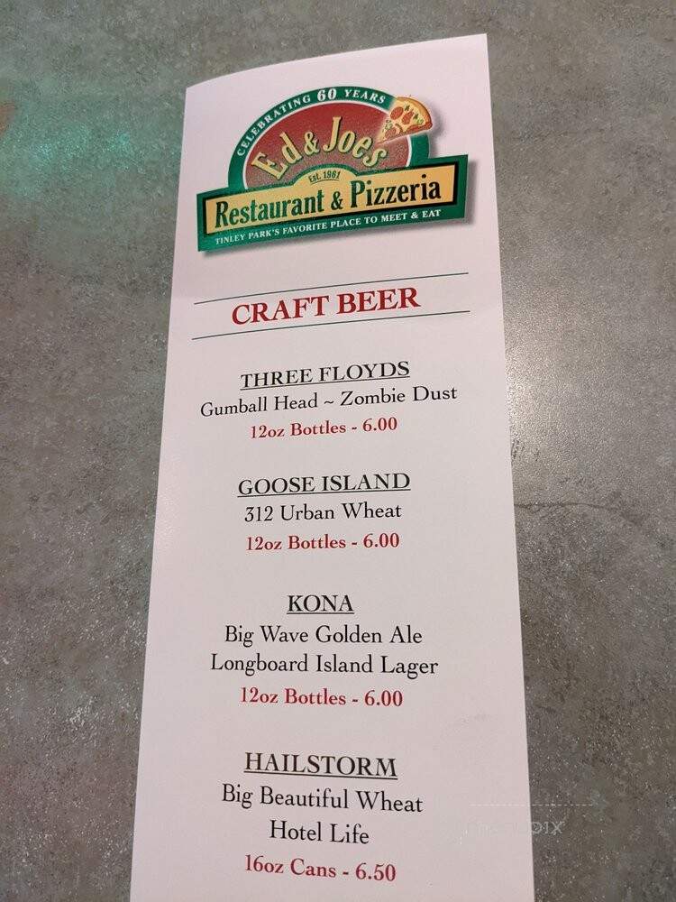Ed & Joe's Pizza - Tinley Park, IL menu_pic