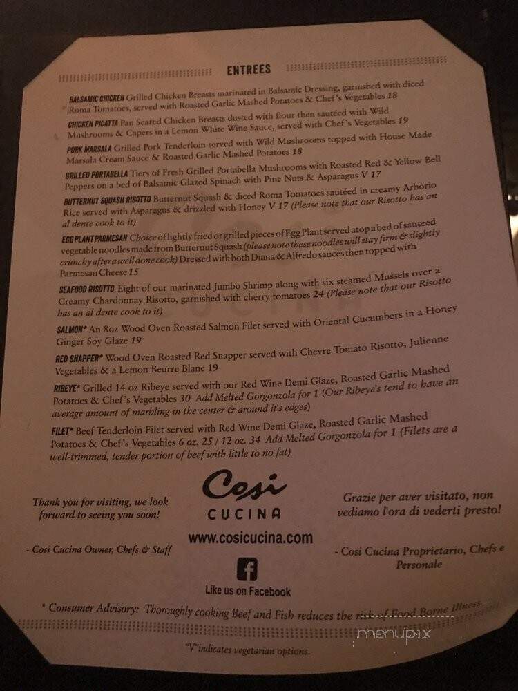 Cosi Cucina Italian Grill - Clive, IA menu_pic