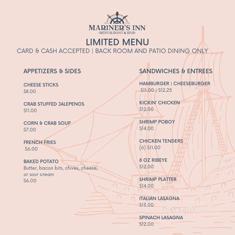 Mariner's Inn - Hammond, LA menu_pic