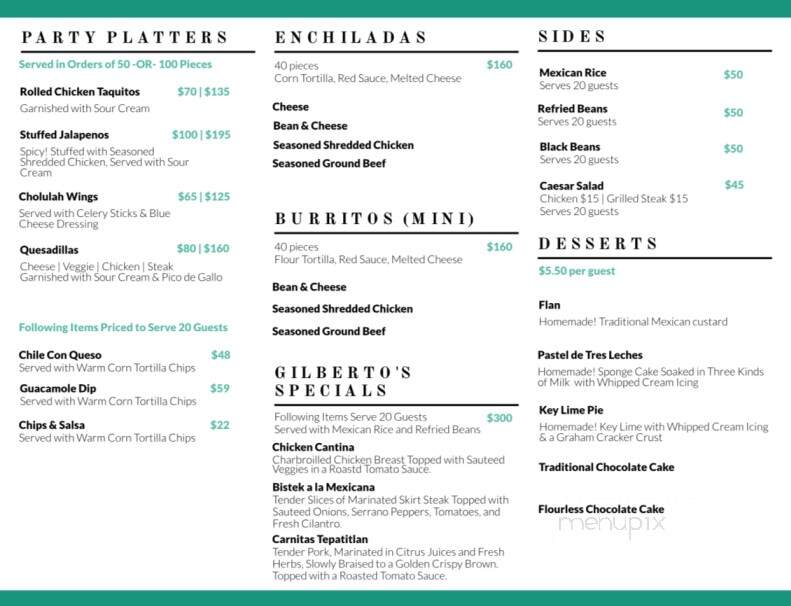 El Azteca - Clarksville, MD menu_pic
