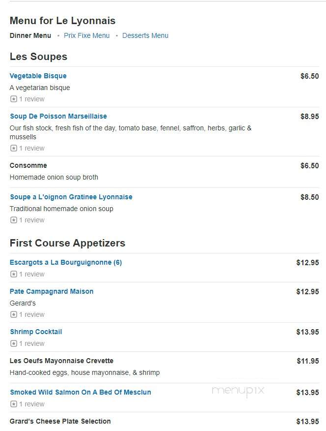 Le Lyonnais Restaurant - Acton, MA menu_pic
