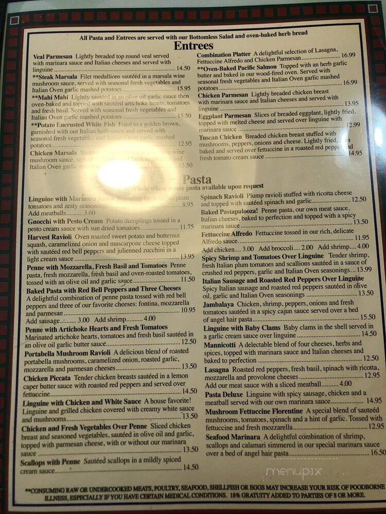 Italian Oven Restaurant - Peachtree City, GA menu_pic