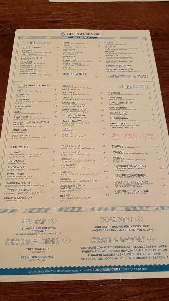 Georgia Sea Grill - St Simons Island, GA menu_pic