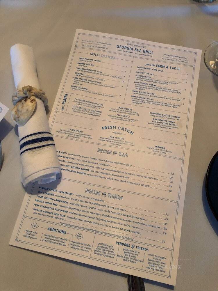 Georgia Sea Grill - St Simons Island, GA menu_pic