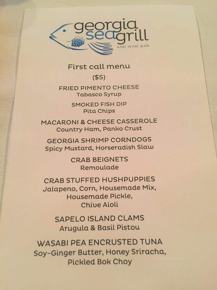 Georgia Sea Grill - St Simons Island, GA menu_pic