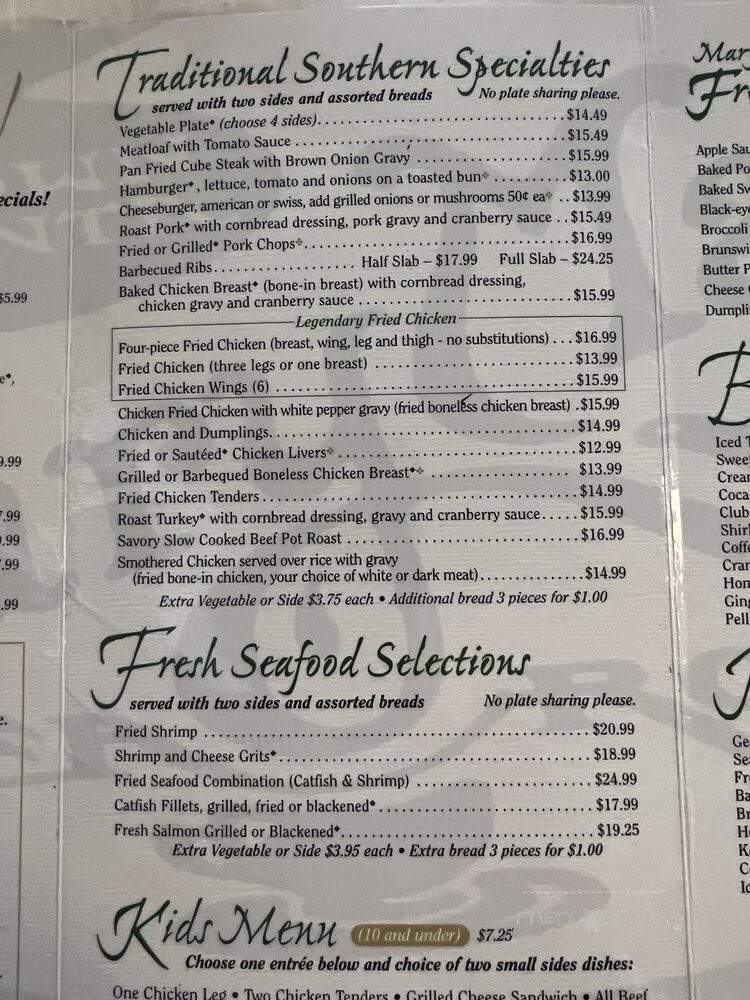 Mary Mac's Tea Room - Atlanta, GA menu_pic