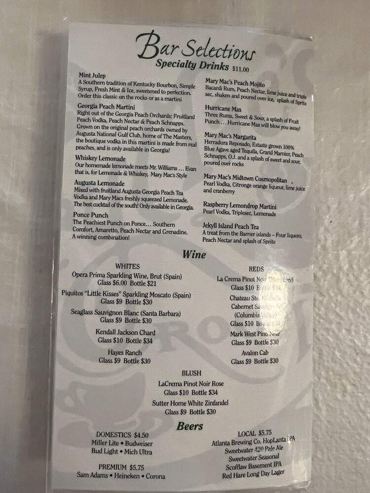 Mary Mac's Tea Room - Atlanta, GA menu_pic