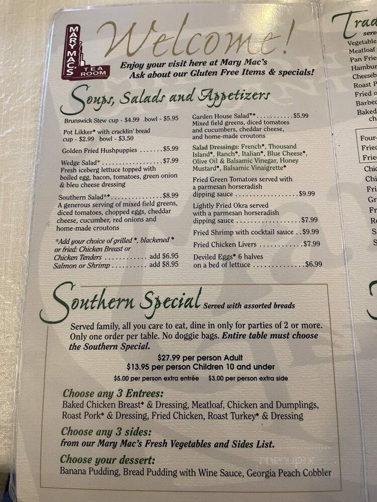 Mary Mac's Tea Room - Atlanta, GA menu_pic