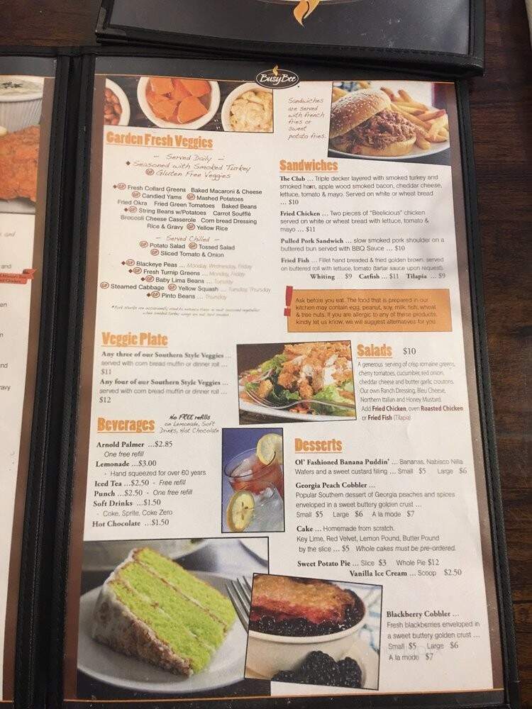 Busy Bee Cafe - Atlanta, GA menu_pic