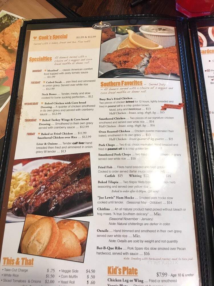 Busy Bee Cafe - Atlanta, GA menu_pic
