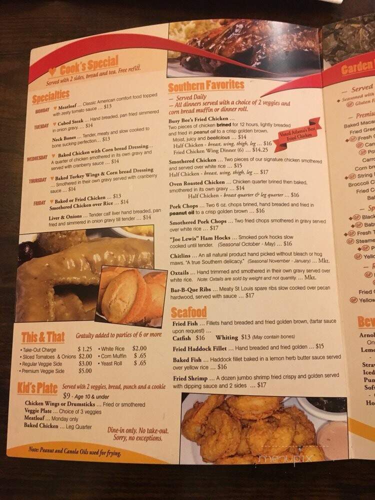 Busy Bee Cafe - Atlanta, GA menu_pic
