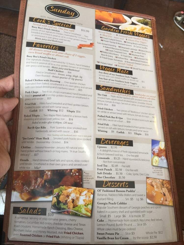 Busy Bee Cafe - Atlanta, GA menu_pic