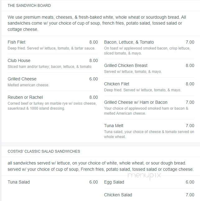 Costas' Candies & Restaurant - Owatonna, MN menu_pic