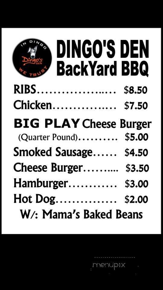 Dingo's Den - Clifton, NJ menu_pic