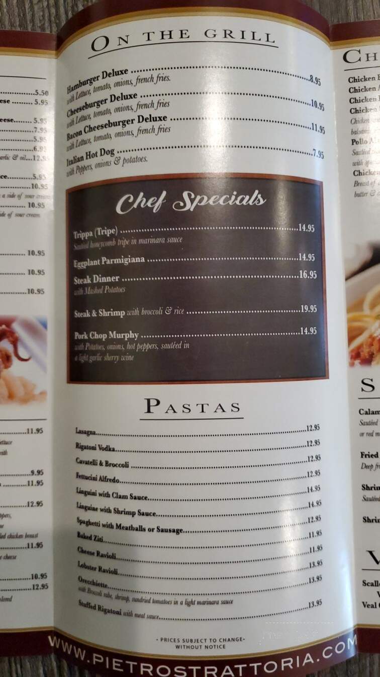 Pietro's Trattoria - Lyndhurst, NJ menu_pic