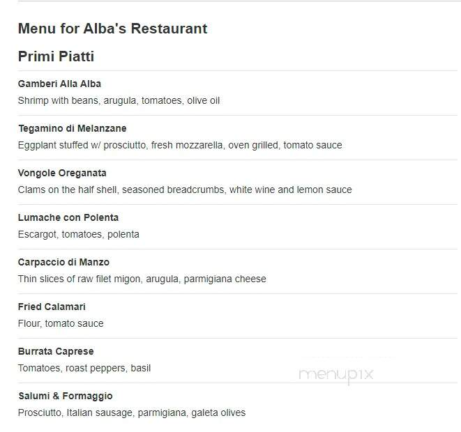 Alba's Restaurant - Port Chester, NY menu_pic