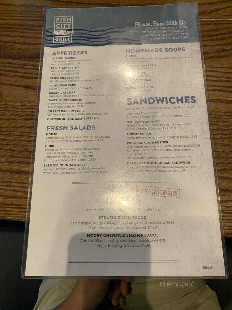 Fish City Grill - Edmond, OK menu_pic