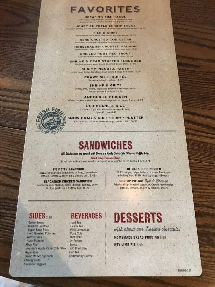 Fish City Grill - Edmond, OK menu_pic