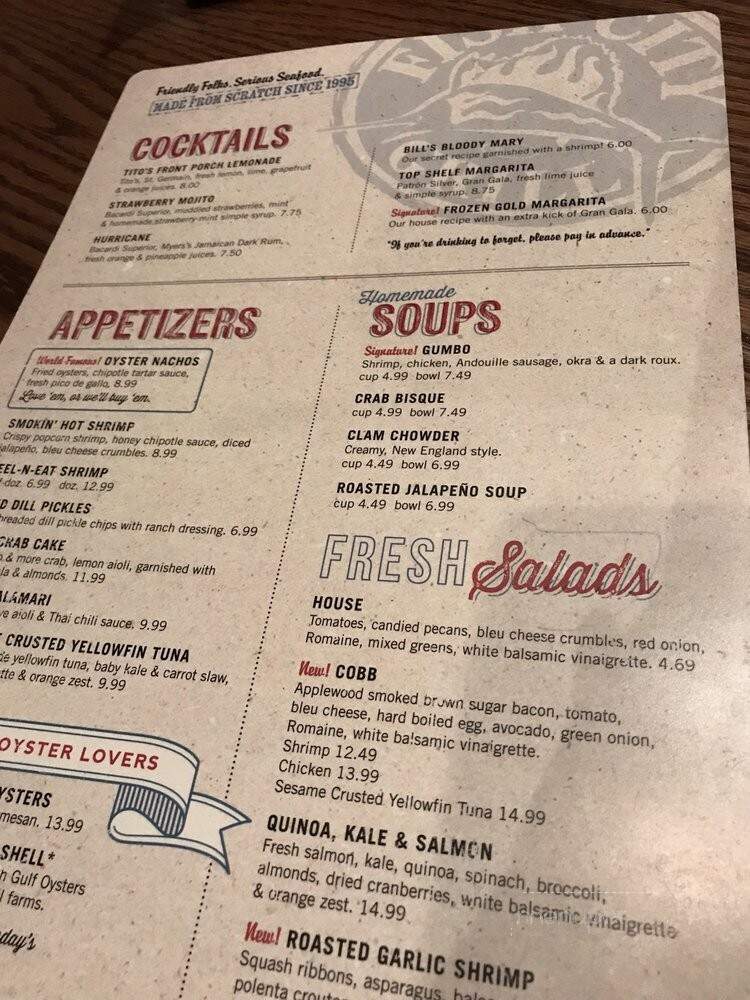 Fish City Grill - Edmond, OK menu_pic