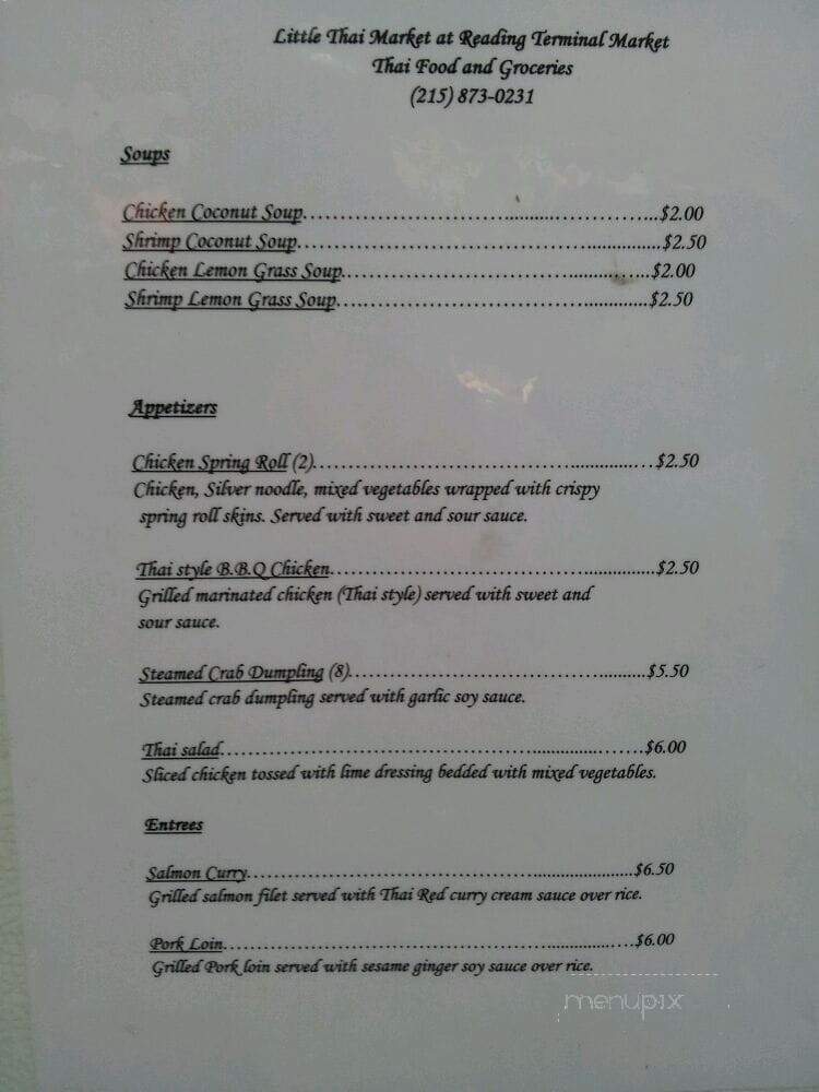 Little Thai Market - Philadelphia, PA menu_pic