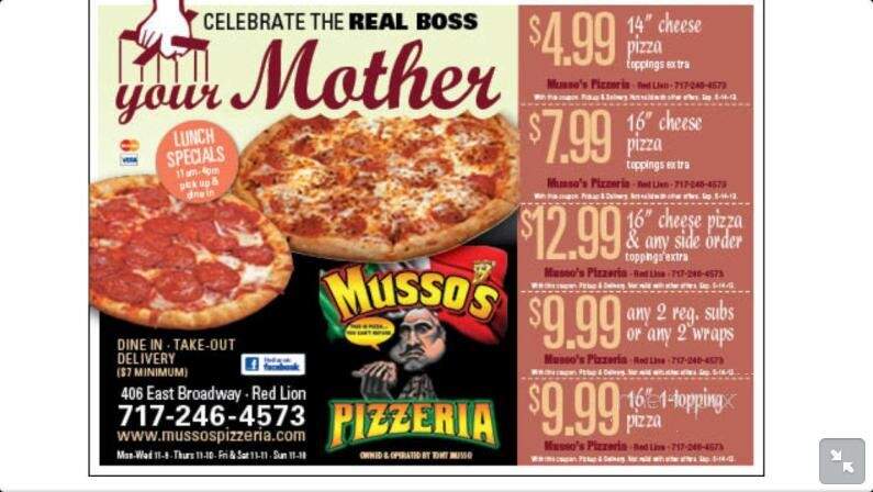 Musso's Italian Restaurant - Red Lion, PA menu_pic