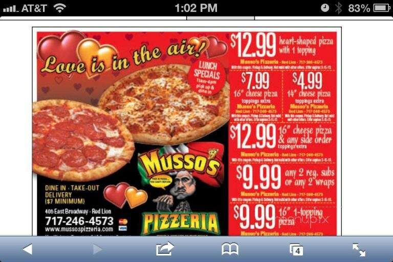 Musso's Italian Restaurant - Red Lion, PA menu_pic