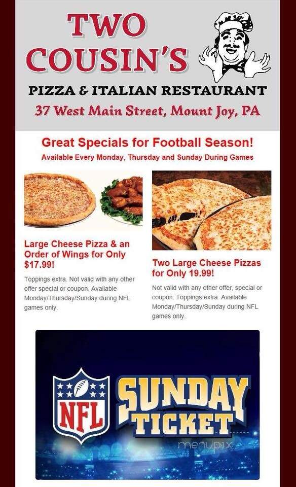 Two Cousins Pizza - Mount Joy, PA menu_pic