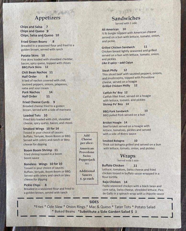 Tellico Harbor Restaurant - Maryville, TN menu_pic